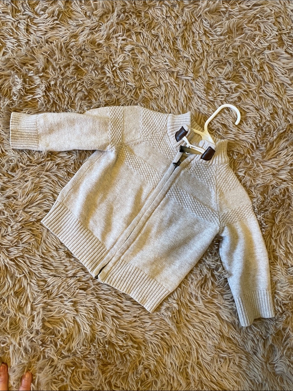 OshKosh B'gosh Cream Knit Zip-Up Sweater Jacket